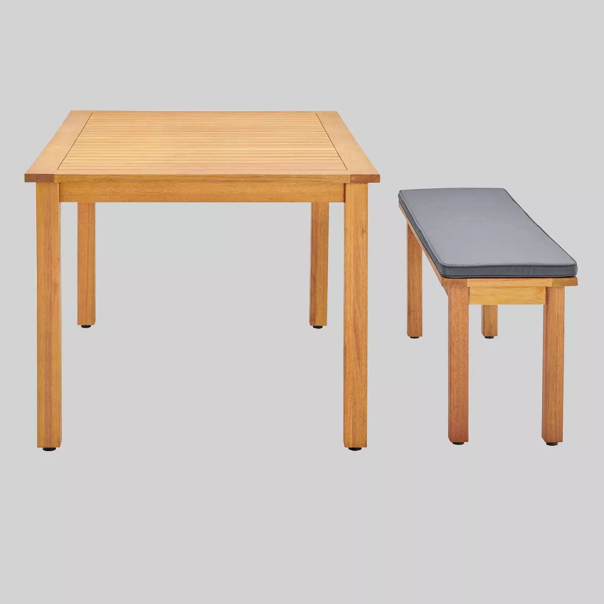 2pc Syracuse Outdoor Patio Dining Table & Bench Set - Natural/Gray - Modway