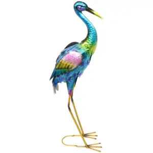 Sunnydaze Metal Crane Outdoor Garden Statue Yard Art Sculpture - 29