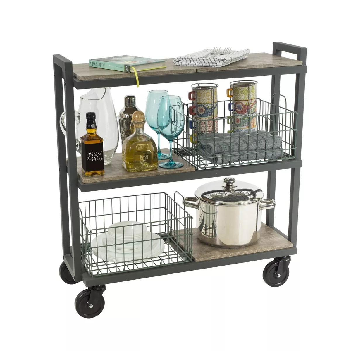 Cart System with wheels 3 Tier Green - Atlantic