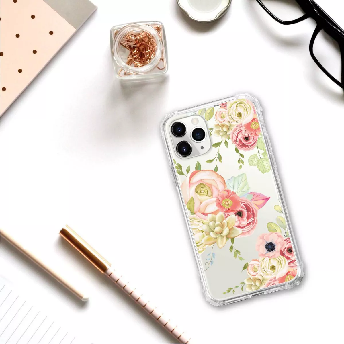 OTM Essentials Apple iPhone 11 Pro Clear Case - Flower Garden Pink