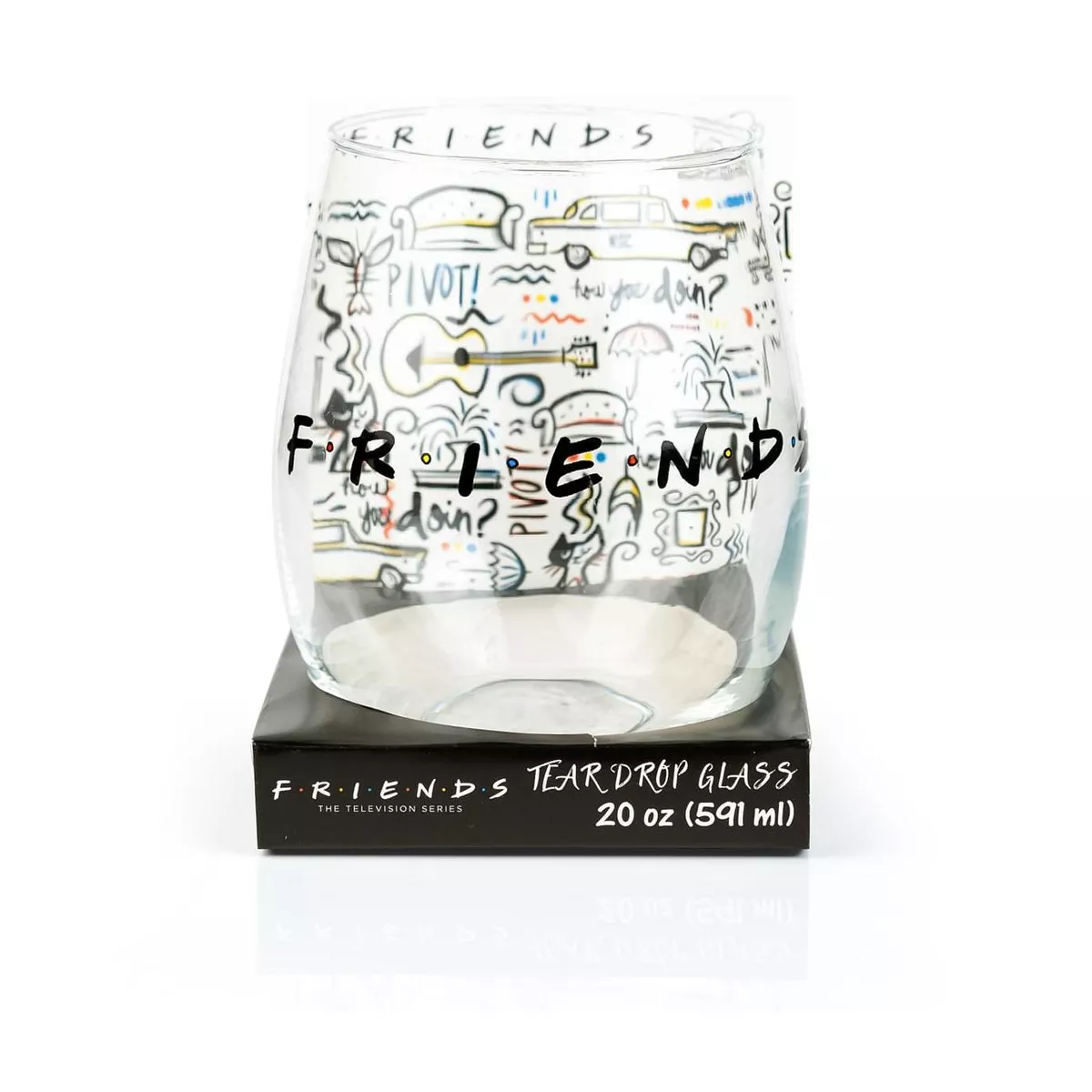 Silver Buffalo Friends Logo 20oz Stemless Wine Glass