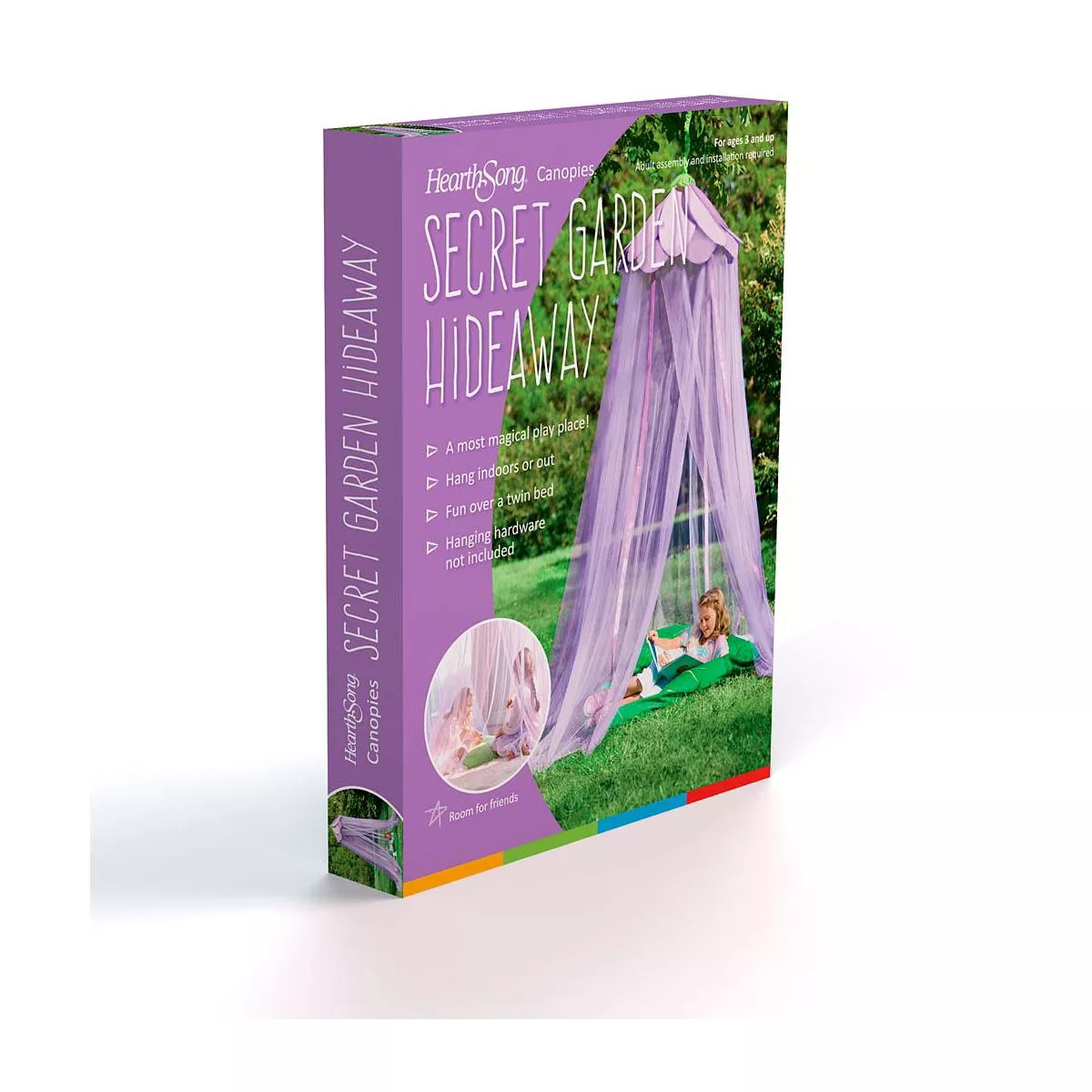 HearthSong - Secret Garden Gauze Hideaway Canopy for Kids Rooms, Purple