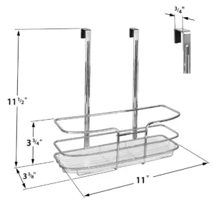 Lynk Over Cabinet Door Organizer - Tall Shelf - with Molded Tray - Chrome