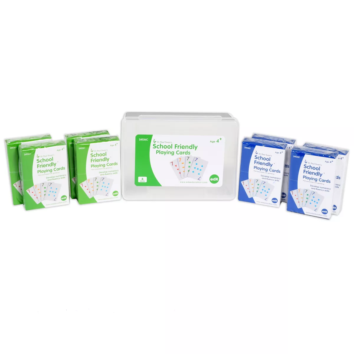 Edx Education School Friendly Playing Cards - Set of 8 Decks - 448 Cards