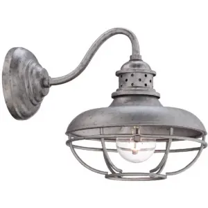 Franklin Iron Works Farmhouse Outdoor Barn Light Fixture Galvanized Steel Open Cage 9