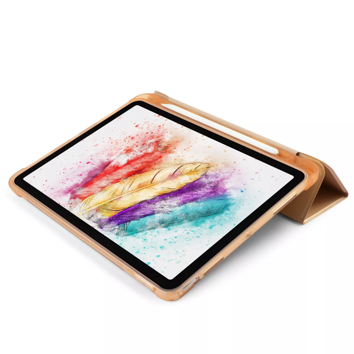 Insten - Tablet Cover Case Compatible with iPad Air 4 10.9 2020 with Pencil Holder, Magnetic Auto Wake/Sleep, Soft Slim, Lightweight, Gold