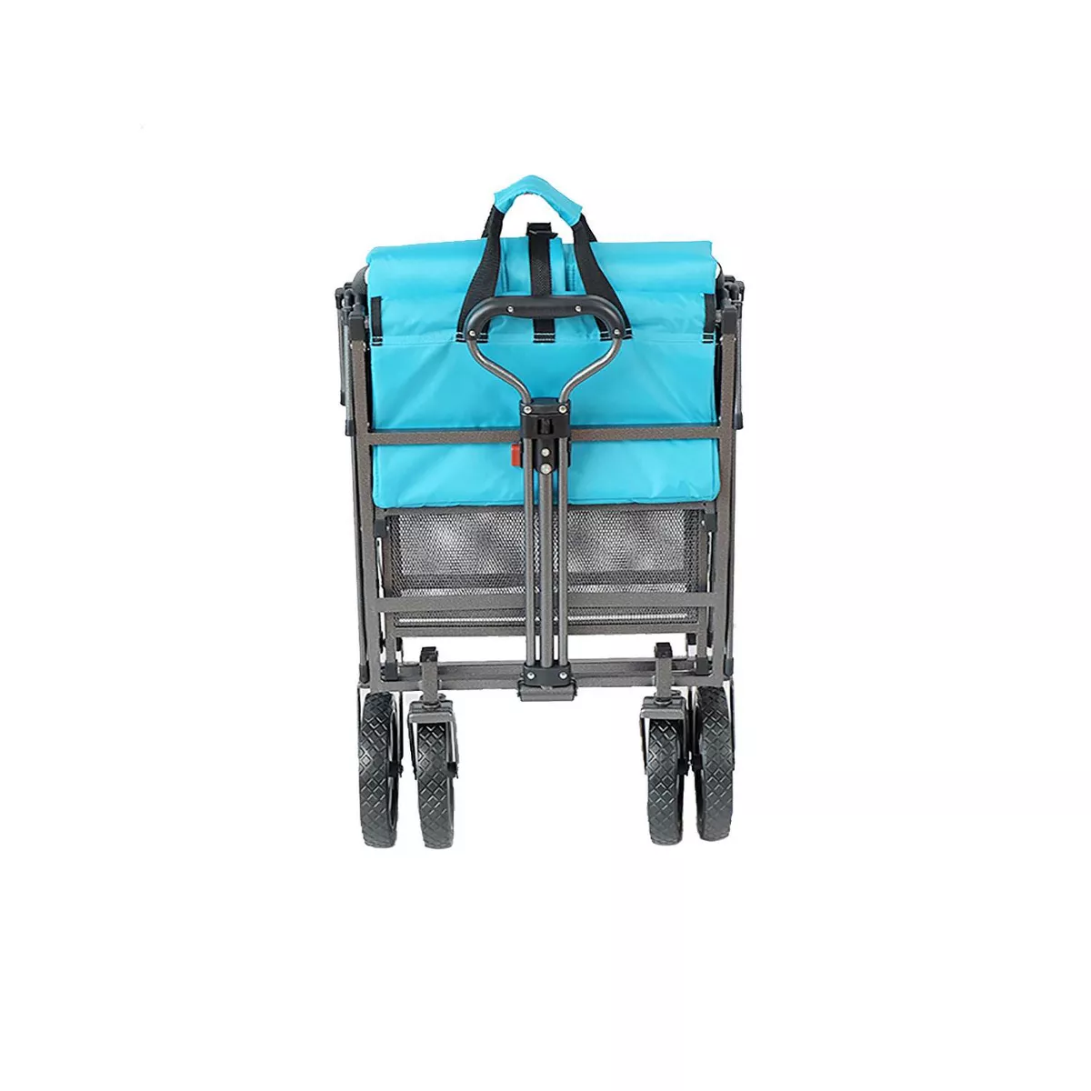 Mac Sports Double Decker Heavy Duty Steel Frame Collapsible Outdoor 150 Pound Capacity Yard Cart Utility Garden Wagon with Lower Storage Shelf, Blue