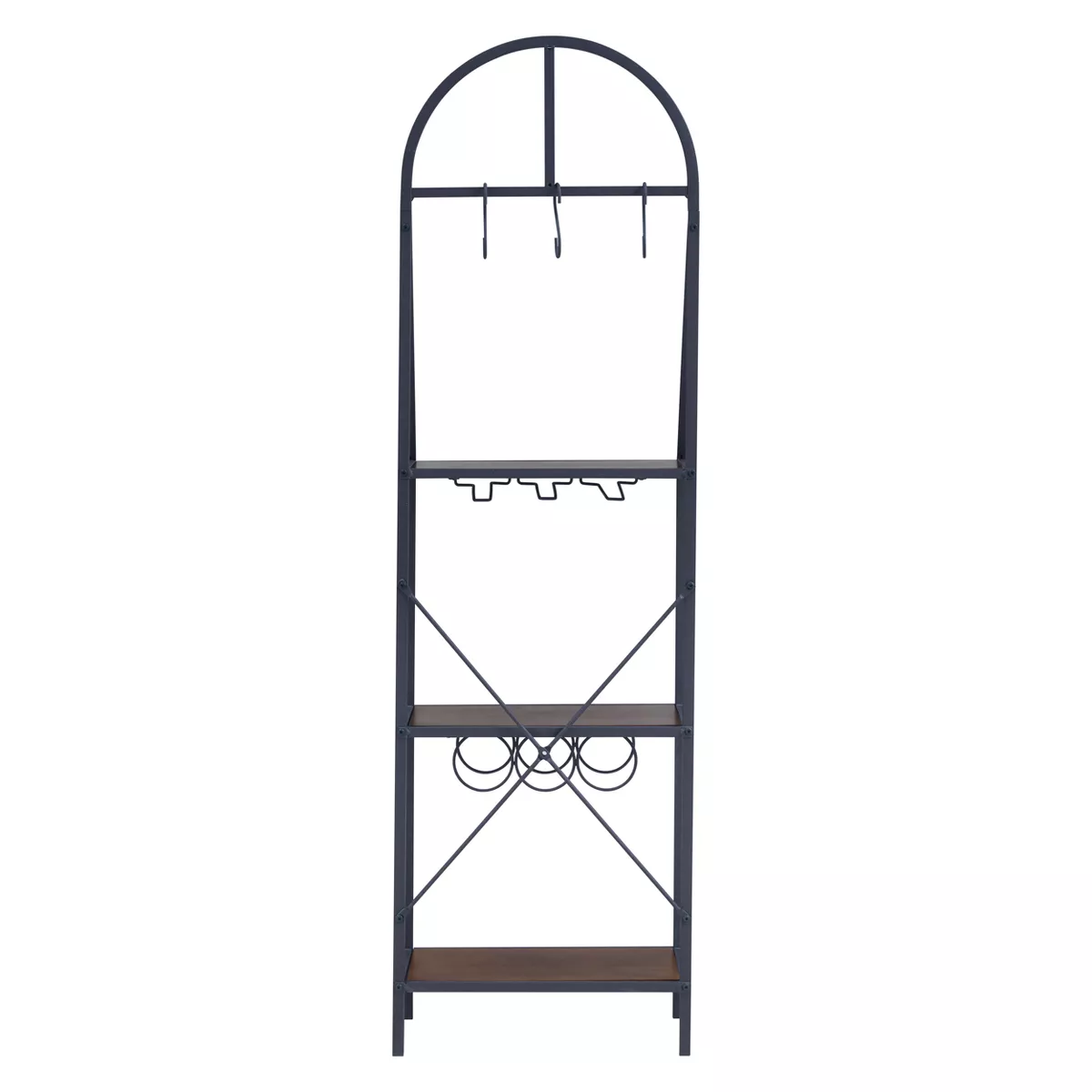 Danton Bakers Rack Rustic Brown With Dark Distressed Pine - Aiden Lane