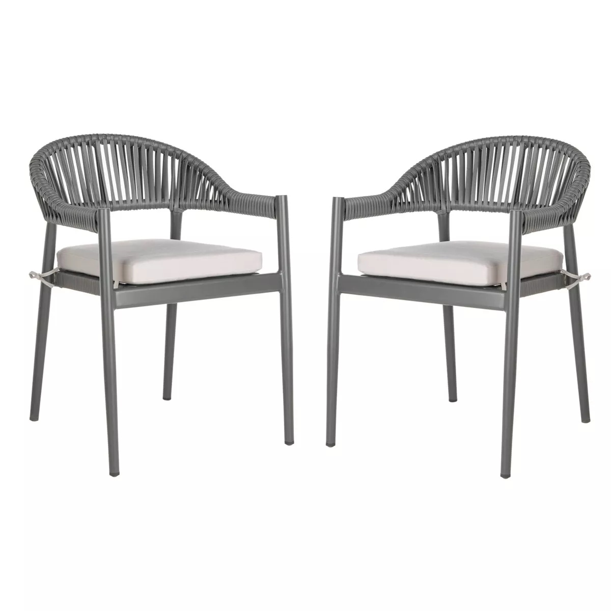 Greer 2pk Stackable Rope Accent Chair - Gray/Gray Cushion - Safavieh