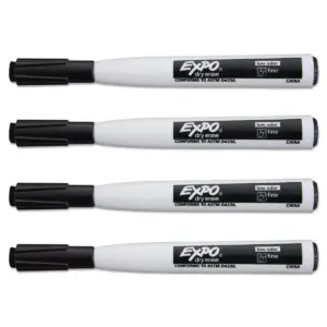 EXPO Magnetic Dry Erase Marker Fine Tip Black 4/Pack 1944745