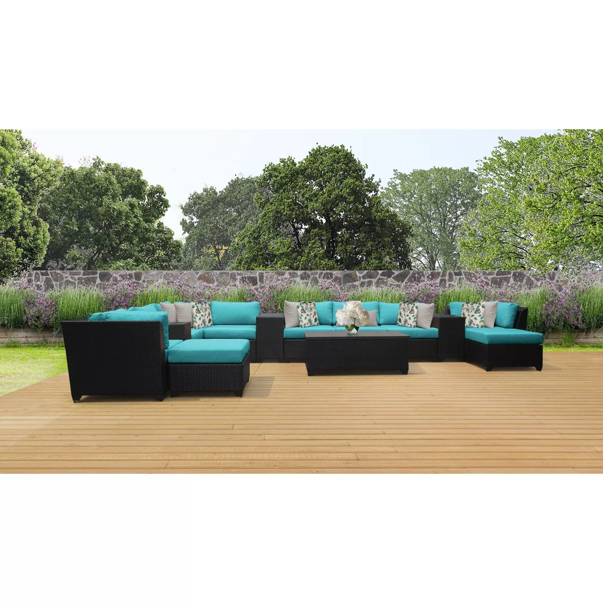 Barbados 14pc Patio Sectional Seating Set - Aruba - TK Classics