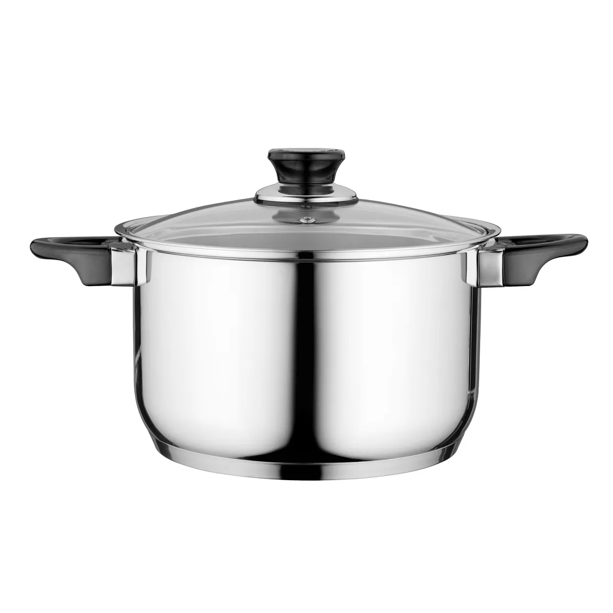 BergHOFF Essentials Gourmet 7Pc 18/10 Stainless Steel Cookware Set, Black Handles