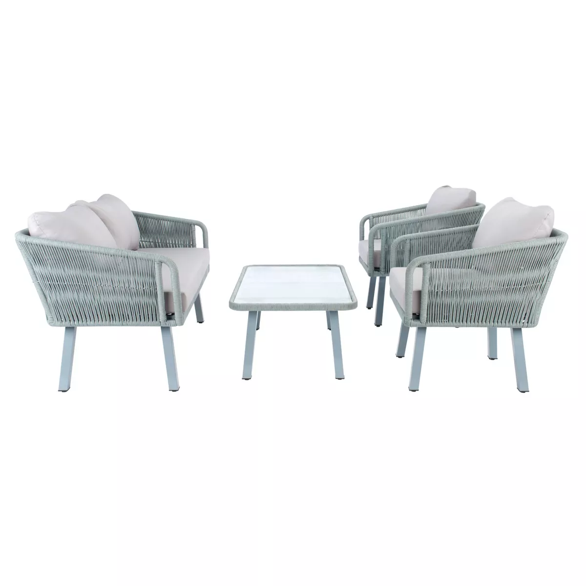 Kerson 4pc Rope Living Set - Gray - Safavieh