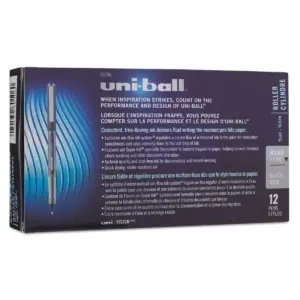 uni-ball Vision Roller Ball Stick Waterproof Pen Black Ink Micro Dozen 60106