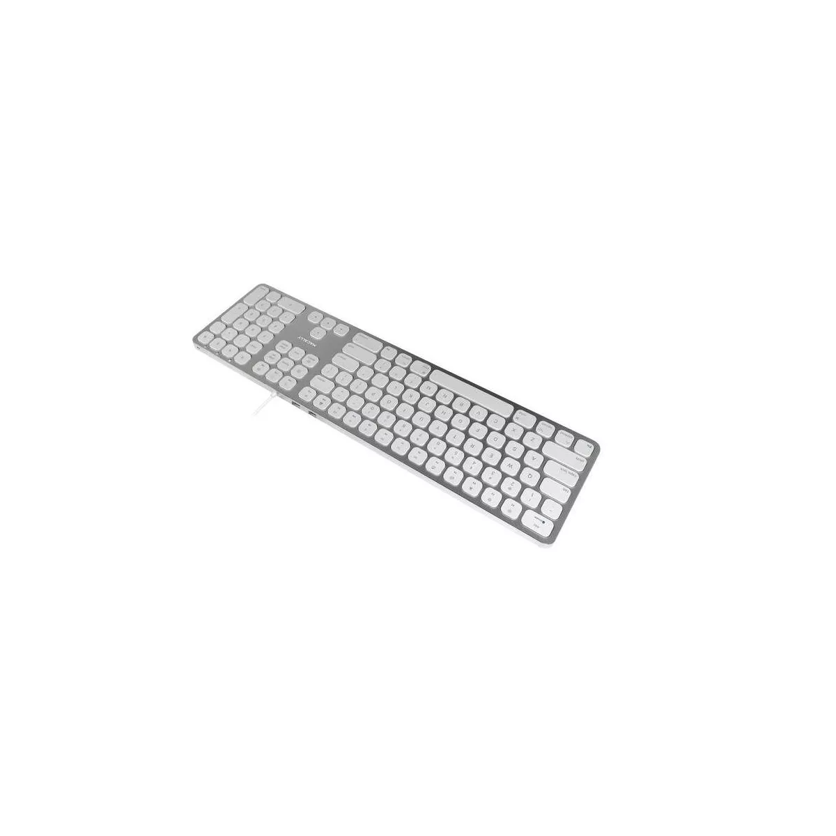 Macally Full Aluminum Wired Keyboard With Number Keypad and 2 Port USB Hub