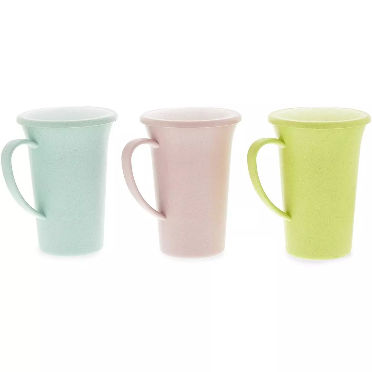 Okuna Outpost 6-Pack Unbreakable Wheat Straw Tea Cups, Coffee Mugs with Lids & Handles 14.88 Oz