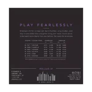 D'Addario NYXL1149 Medium 3-Pack Electric Guitar Strings and NS Reflex Capo Antique Bronze