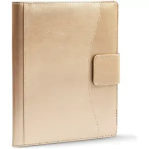 PU Leather Portfolio Case, Executive Clipboard Padfolio with Pockets for Women, Notepad Included, Champagne