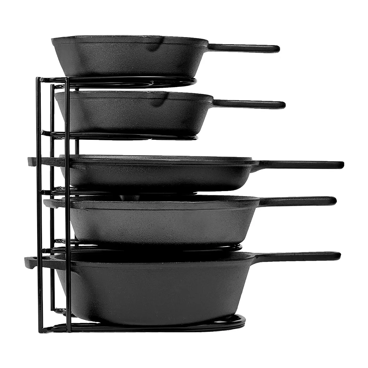 Cuisinel Heavy Duty Steel Construction Extra Large 5 Pan and Pot Organizer 5 Tier Rack, 12.2 inch, Black