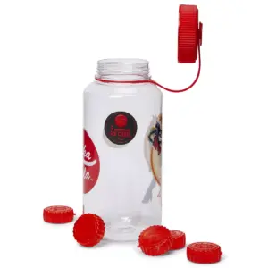 Just Funky Fallout Nuka Cola Logo Plastic Water Bottle w/ Lid & Molded Ice Cubes - 34-Ounce
