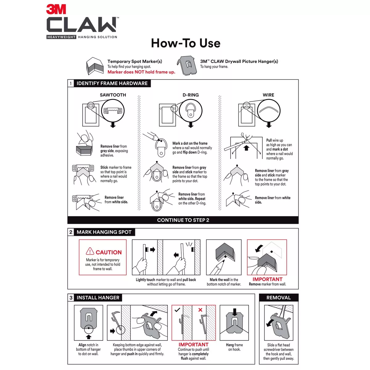 3M 25lb CLAW Drywall Picture Hanger with Spot Marker