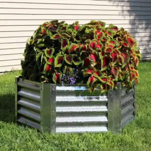 Sunnydaze Outdoor Lawn and Garden Galvanized Steel Hexagon Raised Vegetable Garden or Flower Bed Planter Kit - 22