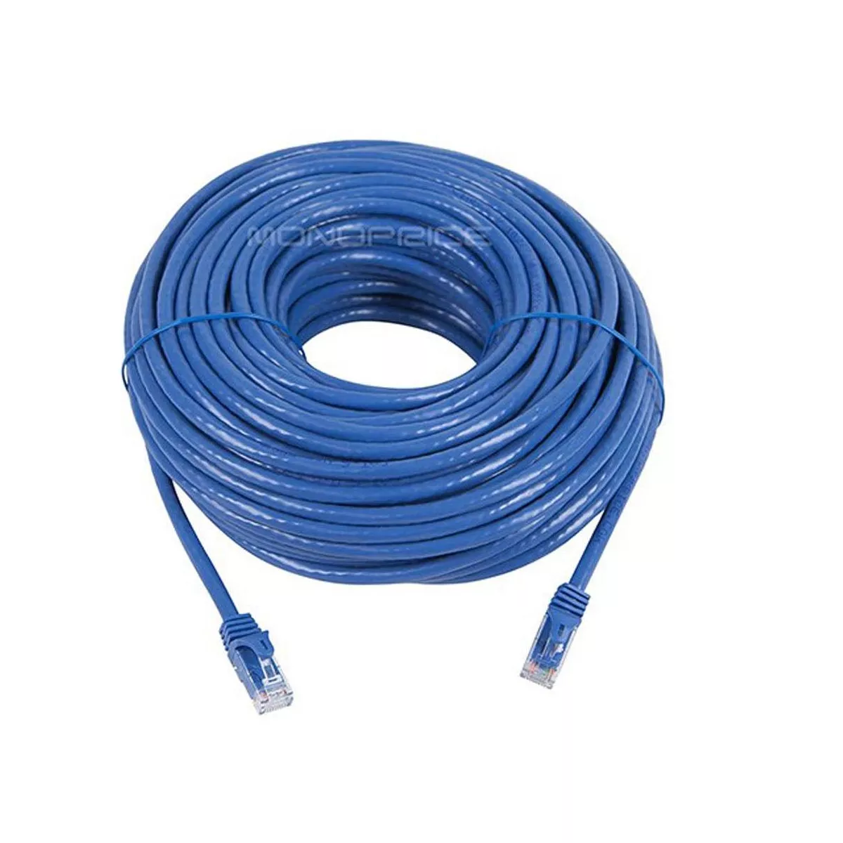 Monoprice Cat6 Ethernet Patch Cable - 100 Feet - Blue | Network Internet Cord - RJ45, Stranded, 550Mhz, UTP, Pure Bare Copper Wire, 24AWG - Flexboot