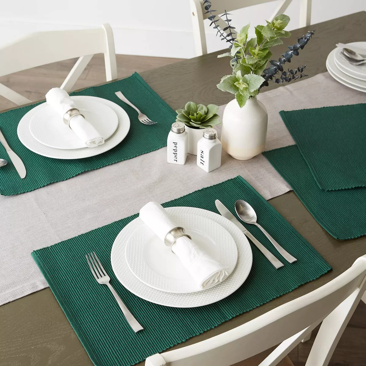 Set of 6 Nautical Ribbed Placemat Blue - Design Imports