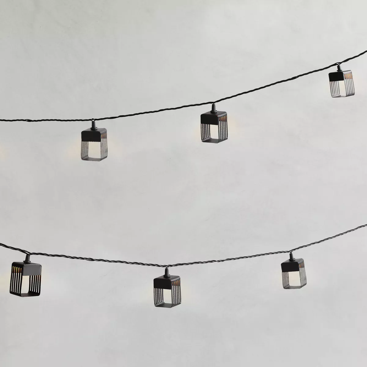 10ct Incandescent Outdoor Metal Covers with Diecut String Lights Black - Project 62™