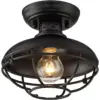 Franklin Iron Works Farmhouse Vintage Outdoor Ceiling Light Fixture Black 8 1/2" Open Metal Cage for Exterior House Porch Patio