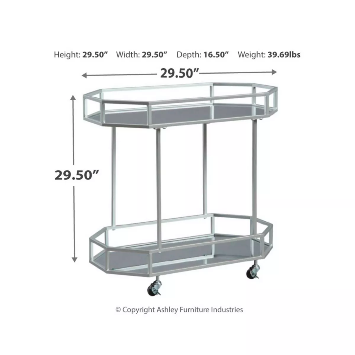 Kadinburg Bar Cart Silver Finish - Signature Design by Ashley