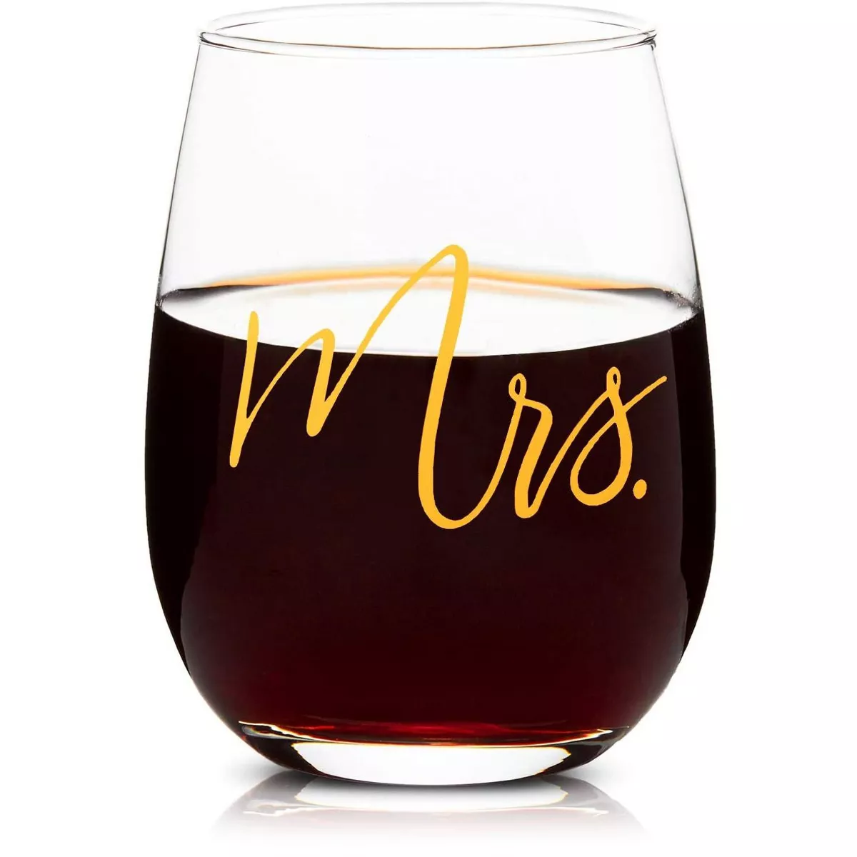 Sparkle and Bash Set of 2 Mr & Mrs Stemless Wine Glasses with Gold Foil 16 Oz