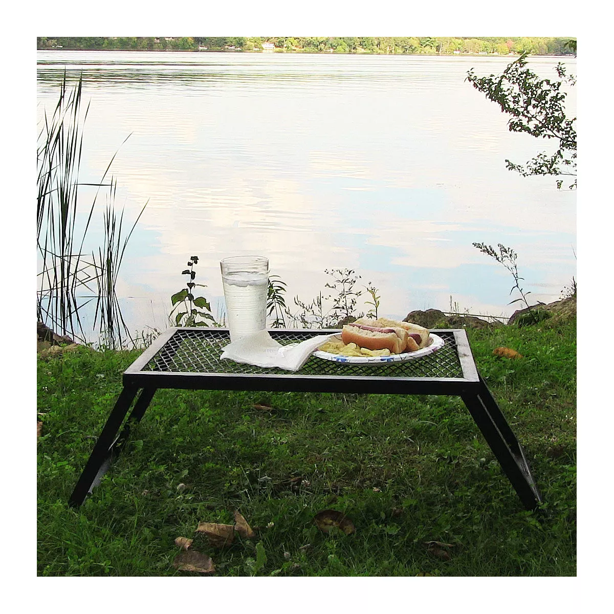 Foldable Camping and Patio Tray Table - Rectangle - Sunnydaze Decor