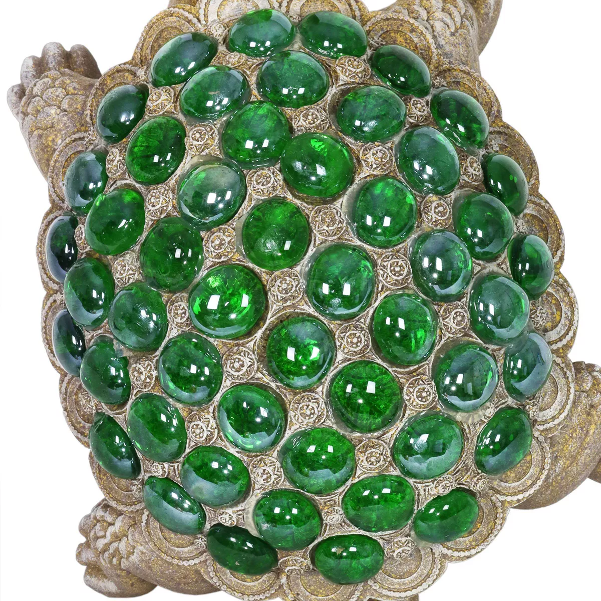 6.85" Glass Beaded Turtle Statue Green - Exhart