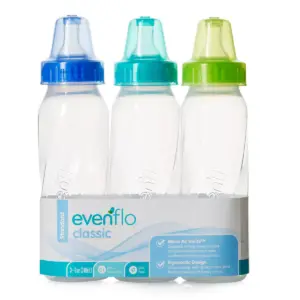 Evenflo Classic Clear Bpa-Free Plastic Baby Bottle - 8oz 3pk