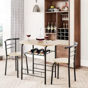 Costway 3 PCS Dining Set Table and 2 Chairs Home Kitchen Breakfast Bistro Pub Furniture