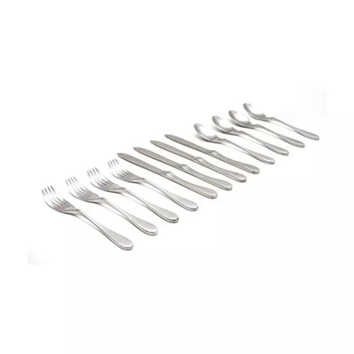 Knork 12 Piece 18/0 Stainless Steel Dishwasher Safe Silverware Flatware Starter Set with Forks, Spoons, and Knives, Matte Silver