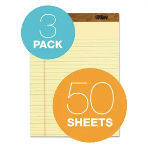 Tops The Legal Pad Ruled Perforated Pads 8 1/2 x 11 Canary 50 Sheets 3 Pads/Pack 75327