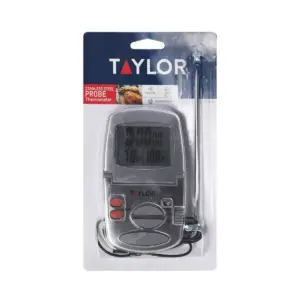 Taylor Gourmet Programmable Stainless Steel Probe Kitchen Thermometer with Timer