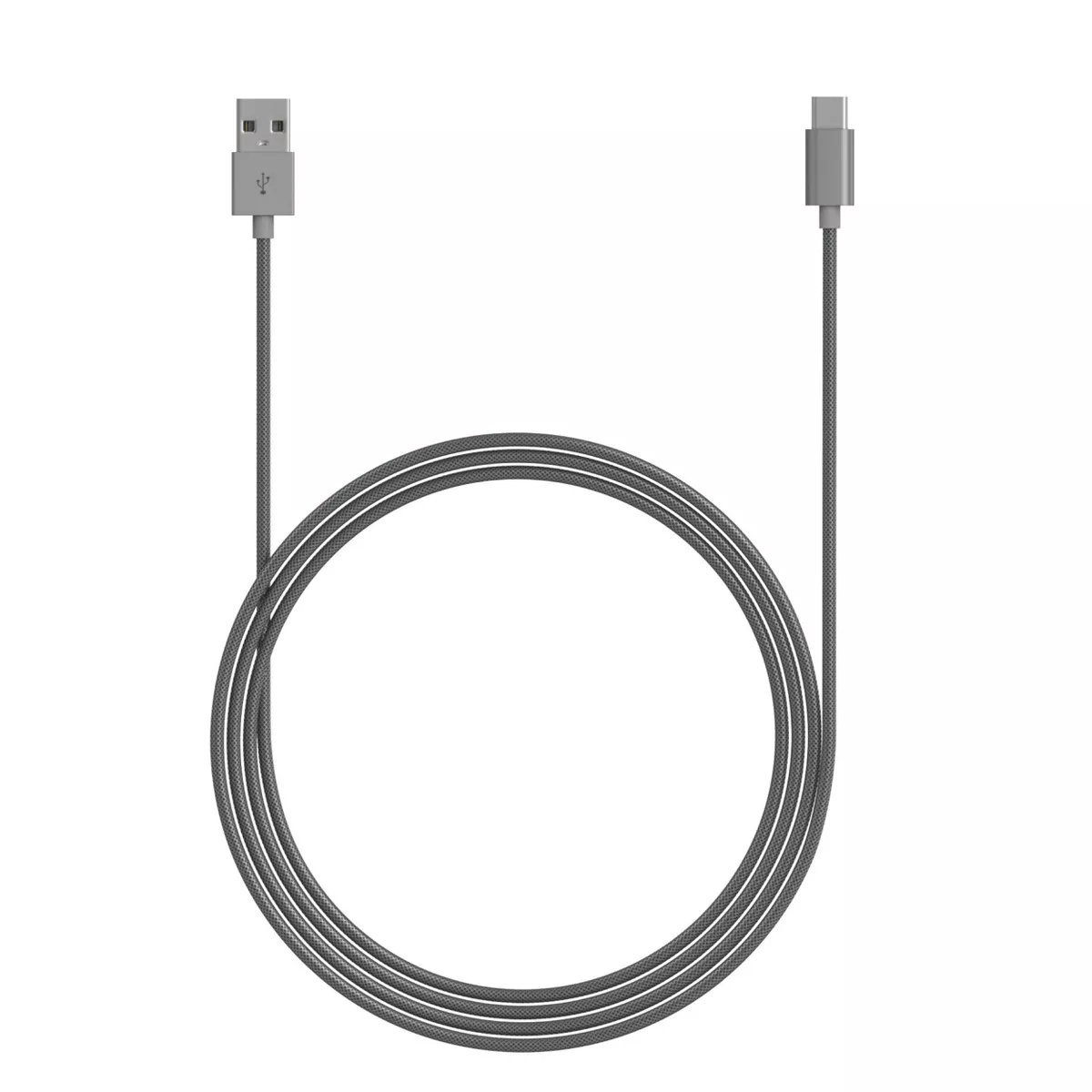 Just Wireless 3.4A/17W 2-Port USB-C/USB-A Home Charger with 6ft Mesh Type-C to USB-A Cable - Gray
