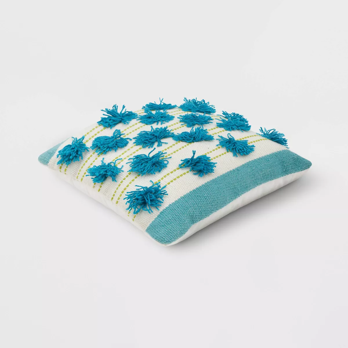 Decorative Throw Pillow Blue Pom Stripes - Opalhouse™
