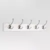 27" Hook Rack with Flared Tri-Hooks - White/Satin Nickel - Threshold™