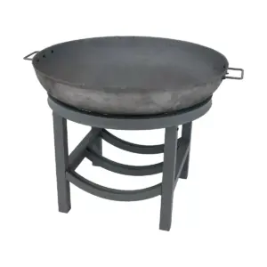 Sunnydaze Outdoor Camping or Backyard Cast Iron Round Fire Pit with Built-In Log Rack - 30