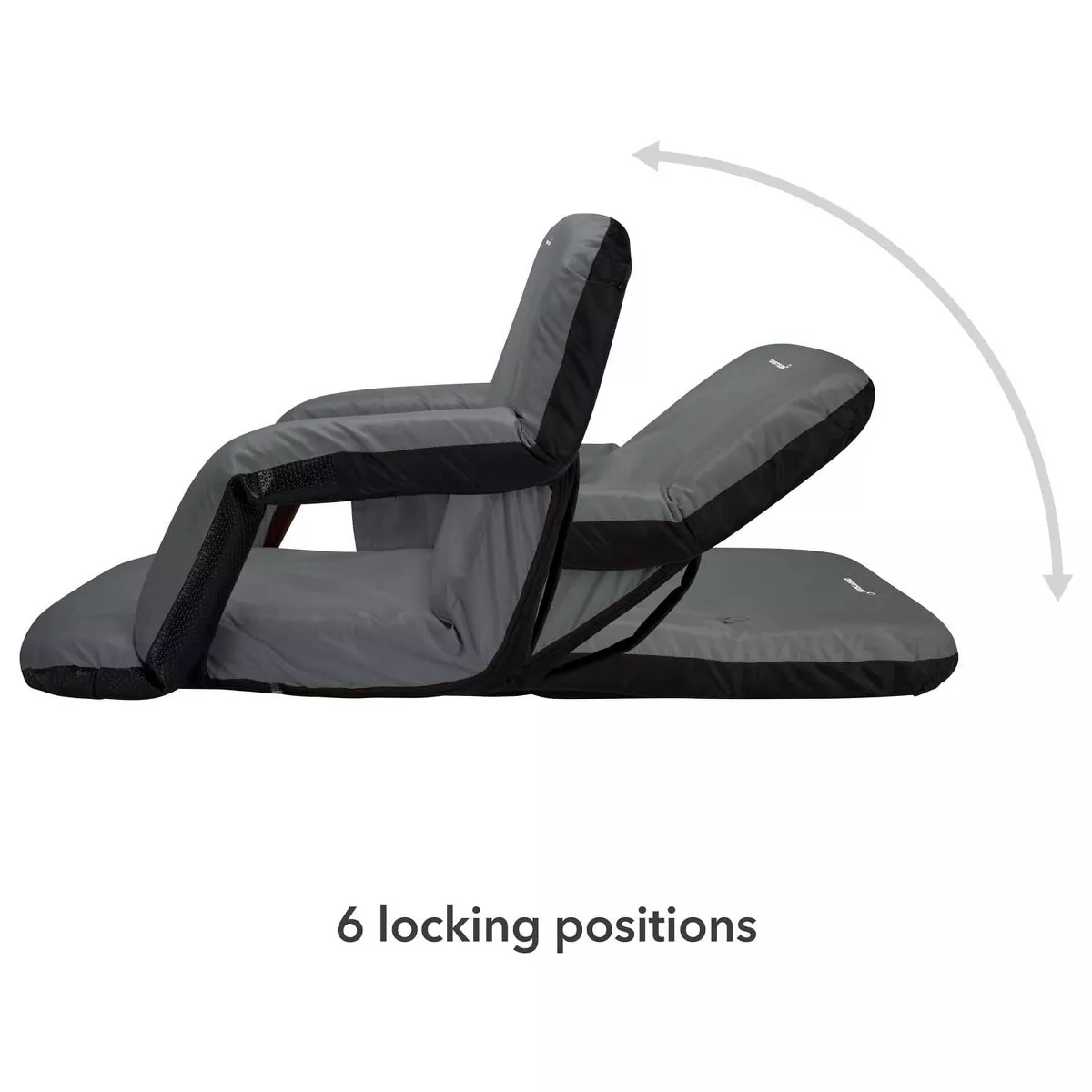 Driftsun Universal Wide Deluxe 25 Inch Width Folding Stadium Reclining Bleacher Seat Chair with Back Support for Sporting Events, Gray