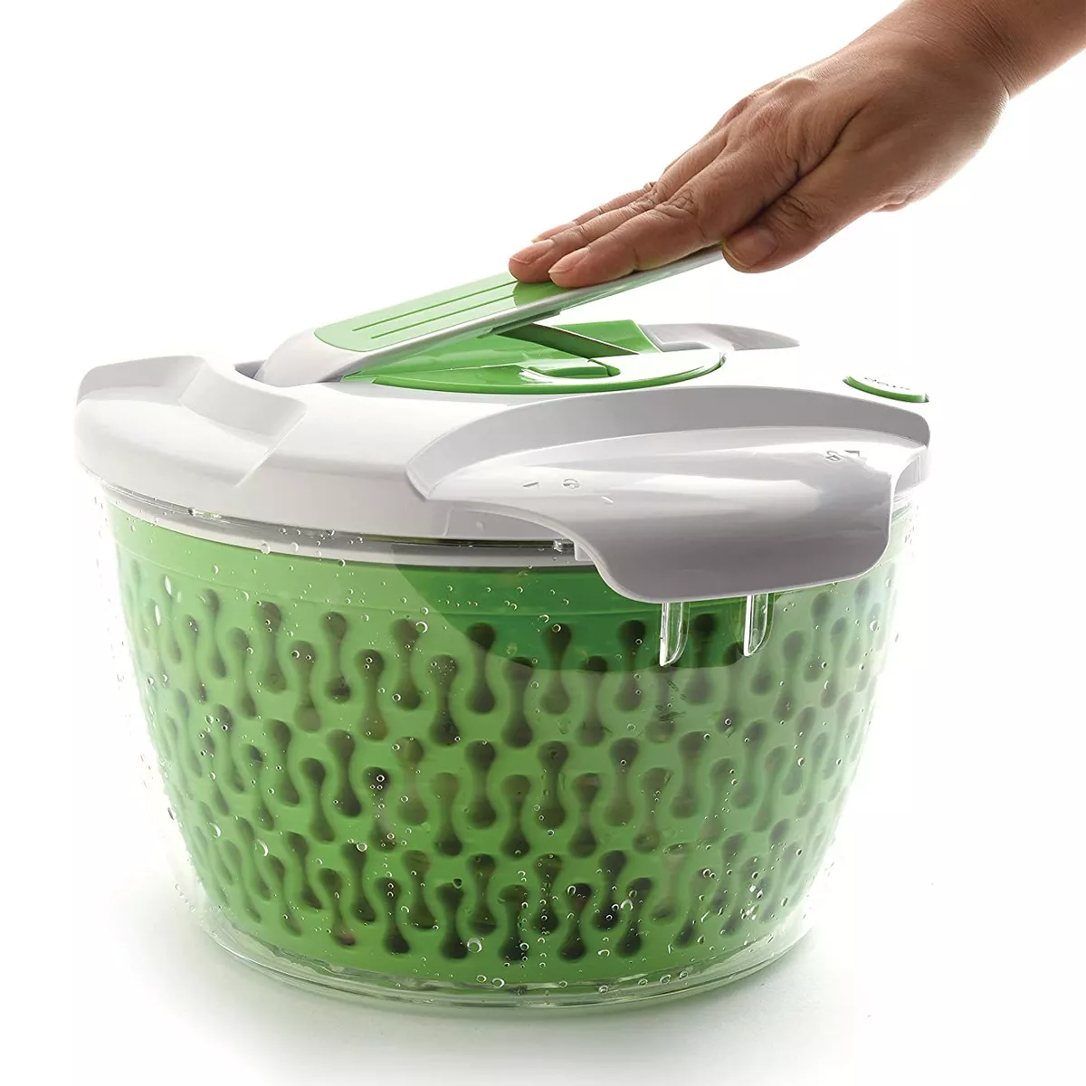 Norpro 6.8 Quart Deluxe Removable Colander Strainer Herb Vegetable Kitchen Salad Spinner, Green/White