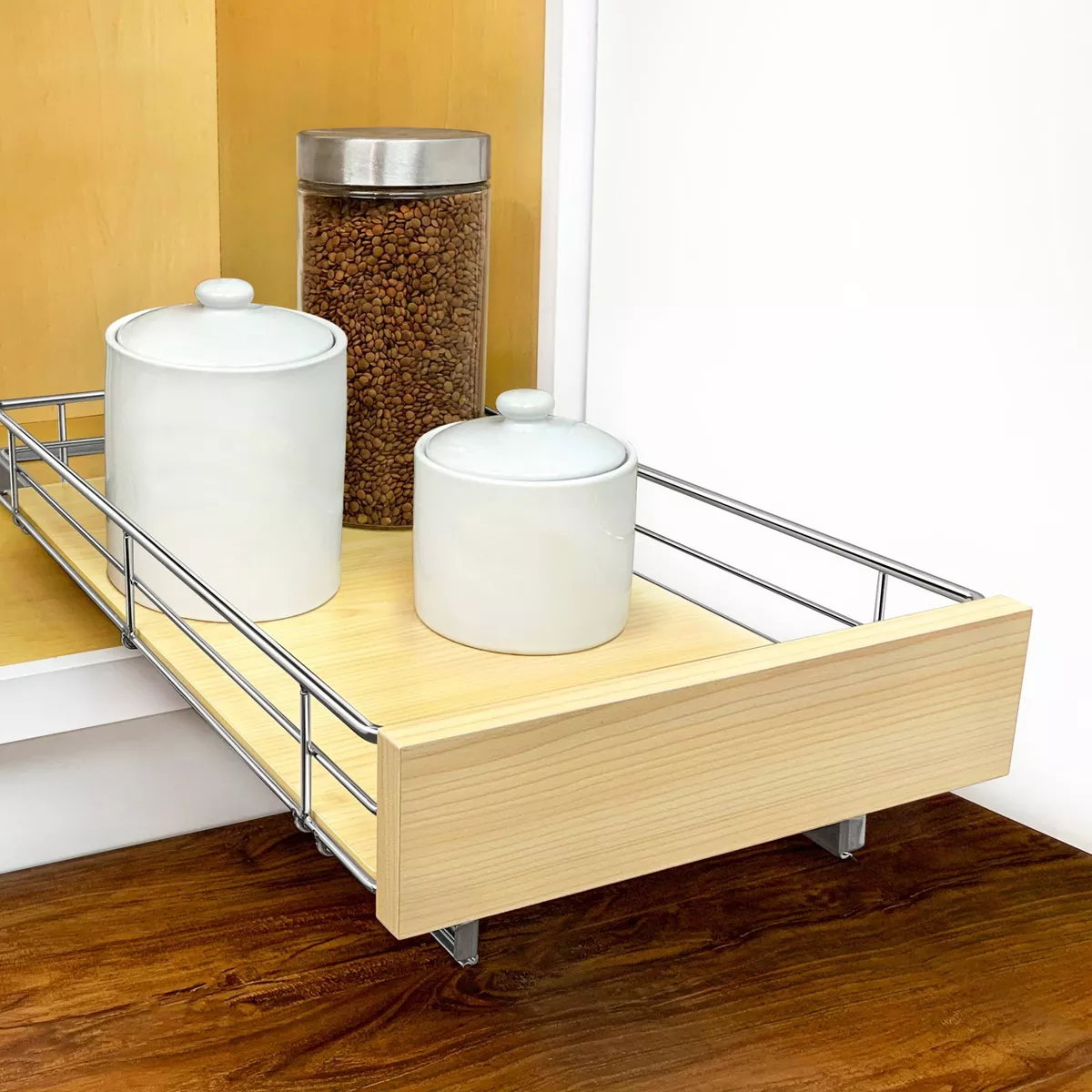 Lynk Professional Select Slide Out Wood Cabinet Organizer - Pull Out Under Cabinet Sliding Wood Shelf - 11