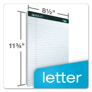 TOPS Docket Ruled Perforated Pads 8 1/2 x 11 3/4 White 50 Sheets Dozen 63410