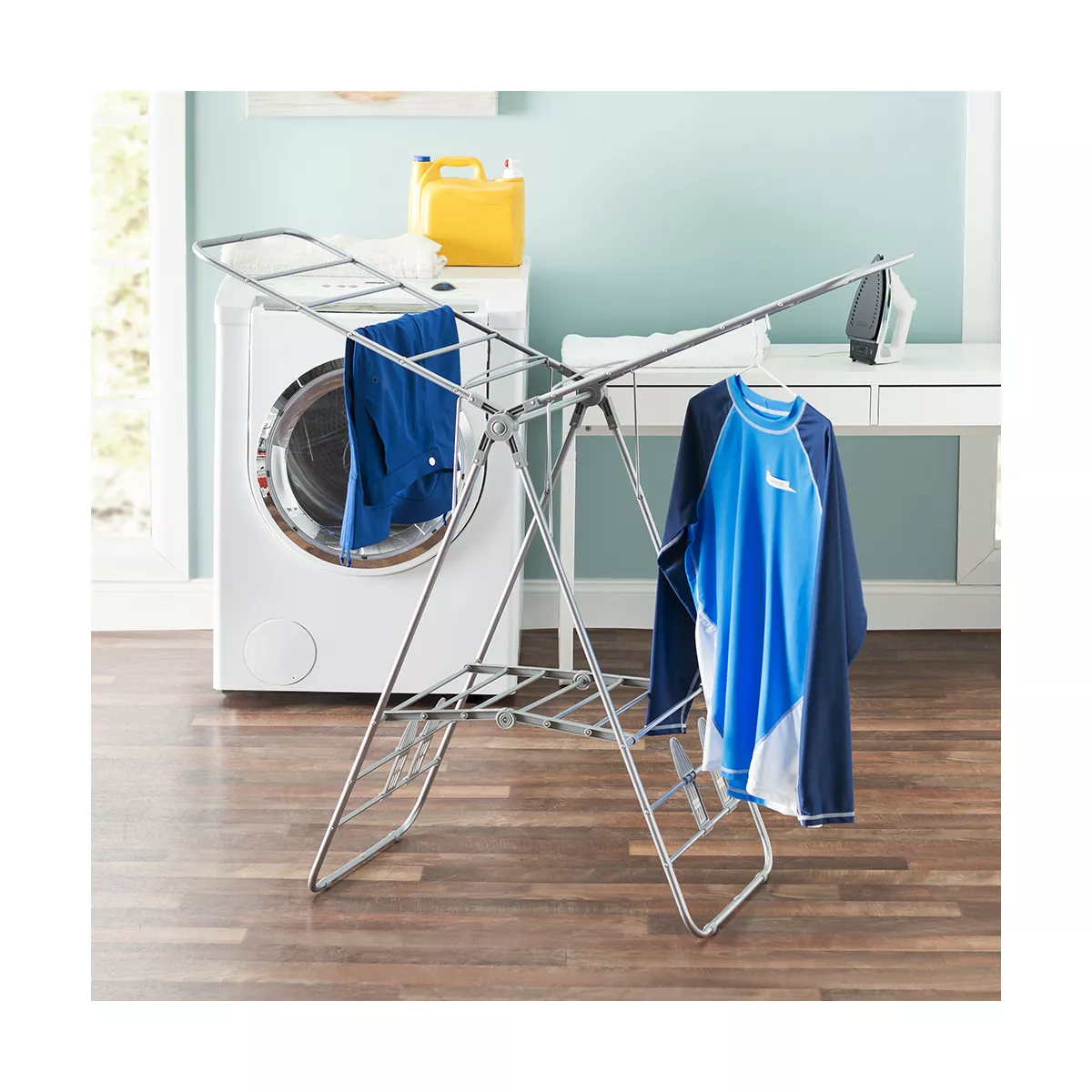 Sunbeam Folding and Collapsible Indoor and Outdoors Clothes Drying Rack, Silver
