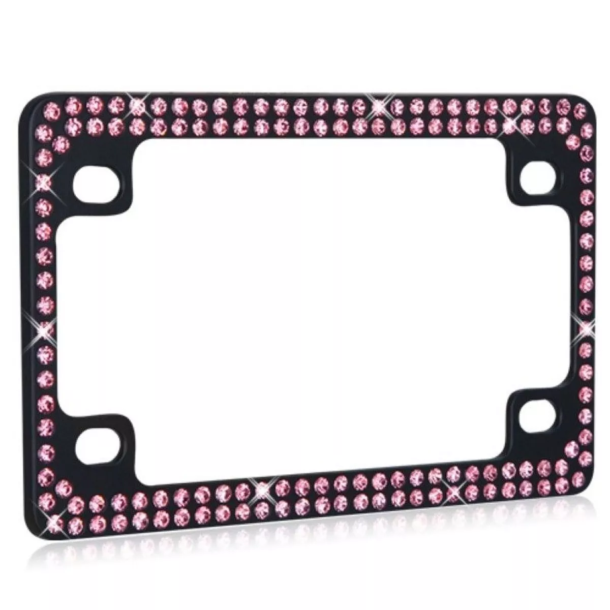 MYBAT Double Row Black Metal Motorcycle Frame with Pink Crystals