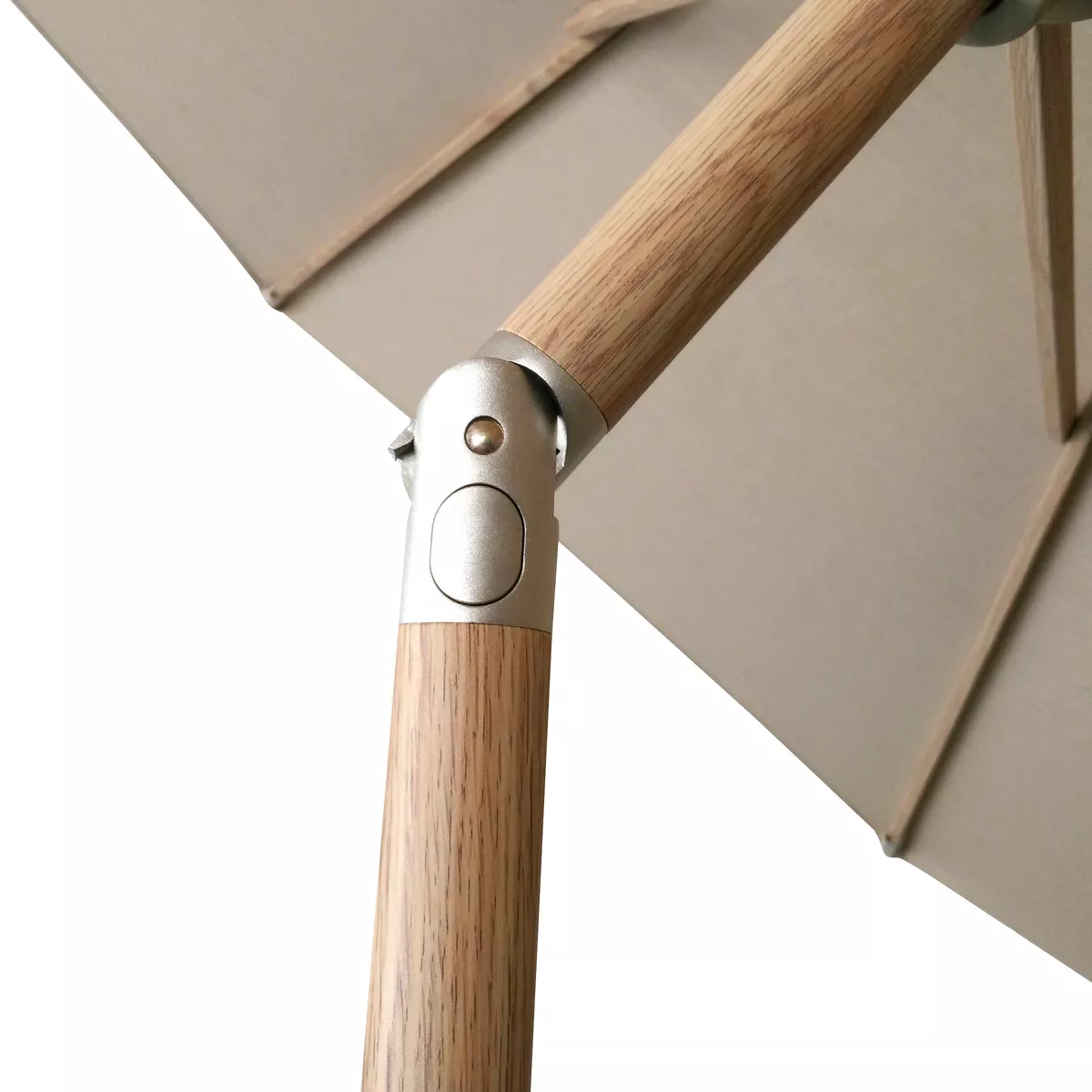8.9' x 8.9' Round Sunbrella® Umbrella - Canvas Heather Beige - Light Wood Finish - Smith & Hawken™